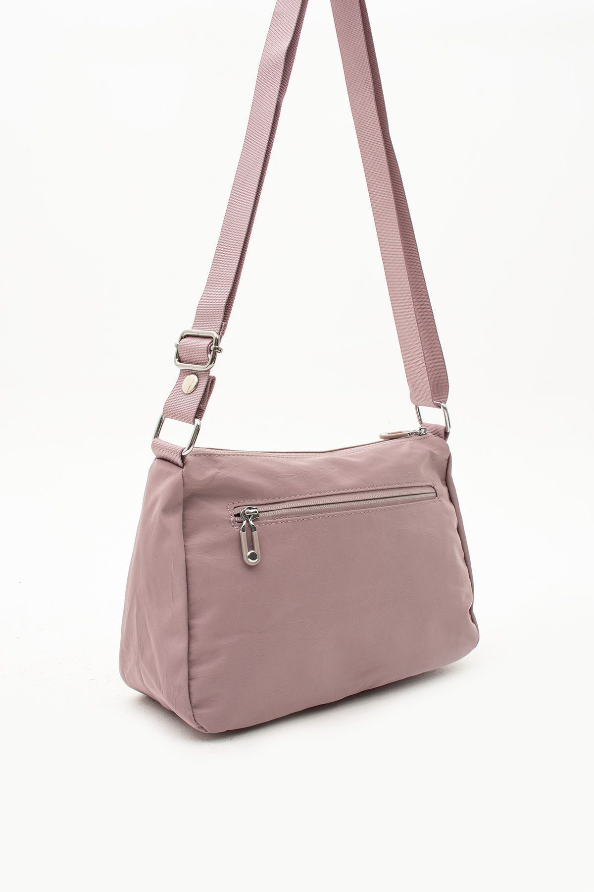 Sanmorris Kadın Suya Dayanıklı Paraşüt Kumaş 5 Gözlü Pudra Renkli Çapraz Askılı El Ve Omuz Çantası S-4009 - Görsel 3