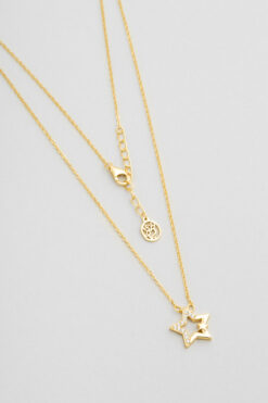 So CHIC... Yıldız İzleri 18 Ayar Sarı Altın Kaplama 44 Cm Gümüş Kolye