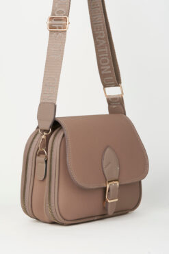 Vivaq Kadın Yonca Koyu Vizon 4 Cepli Kapaklı Kolon Askılı Fermuar ve Çıt Çıt Kapama El Kol Ve Omuz Çantası