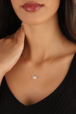 Lia Berto Altın Kaplama Zirkon Mekik Taşlı 925 Ayar Gümüş Kolye