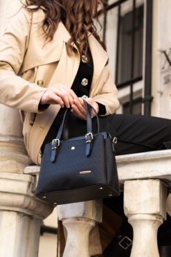 Sanmorris Kadın Uzun Askılı 4 Bölmeli Gold Aksesuarlı Sade Siyah Mozaik Şık Omuz Ve El Çantası