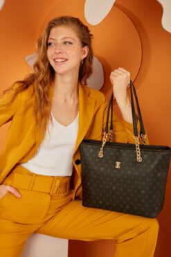 Pierre Cardin Siyah Monogram Kadın Omuz Çantası 05PO22Y1546