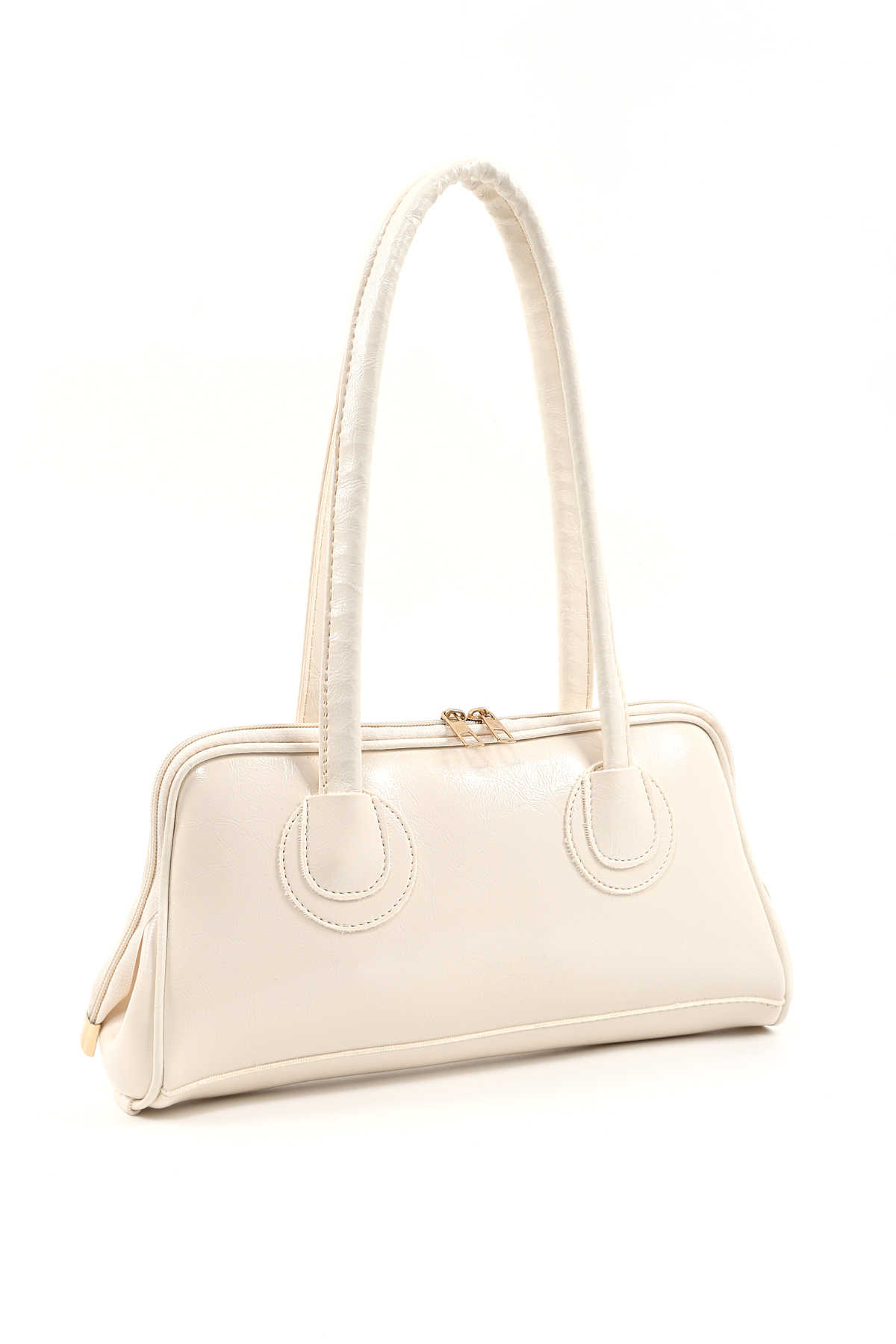 SHAKA Krem Shk227 Kırışık Dokulu,Suni Deri, Fermuarlı ,Tek Bölmeli ,Askılı El, Kol Ve Omuz Çantası - Görsel 2