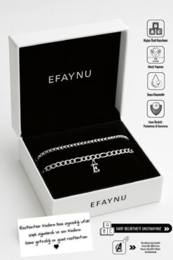 EFAYNU Kişiye Özel Harfli Bileklik Çift Bilekliği, Lüx Çelik Kararmaz 2 Adet Sevgiliye,Arkadaşa,Eşe Hediye