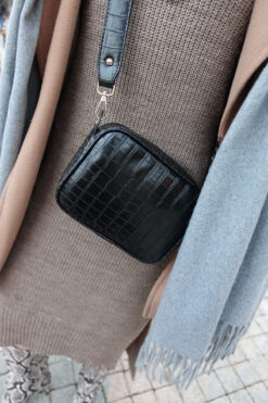 Housebags Kadın Siyah Timsah Derisi Görünümlü Çapraz Çanta 219