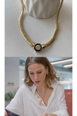 mos&more 316 L Çelik Gold Taşlı Serenay Kolye