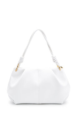 minebag Büzgü Detaylı Mat Chen Kol Çanta Beyaz