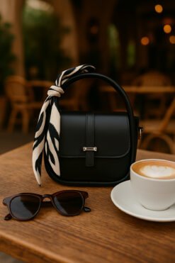 NOTHING Kadın Gold Aksesuar Detaylı Ayarlanabilir Askılı Fular Hediyeli Siyah El Omuz Ve Çapraz Çanta Milan