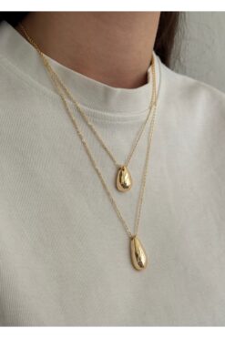 KİLİGİSTANBUL GOLD RENK ÇİFT BOTE KOLYE