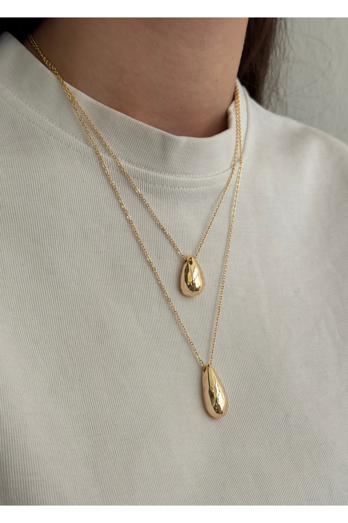 KİLİGİSTANBUL GOLD RENK ÇİFT BOTE KOLYE