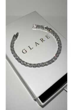 GLARE JEWELRY CO 5mm Gümüş Pırlanta Montür Suyolu Çelik Bileklik 15+3cm