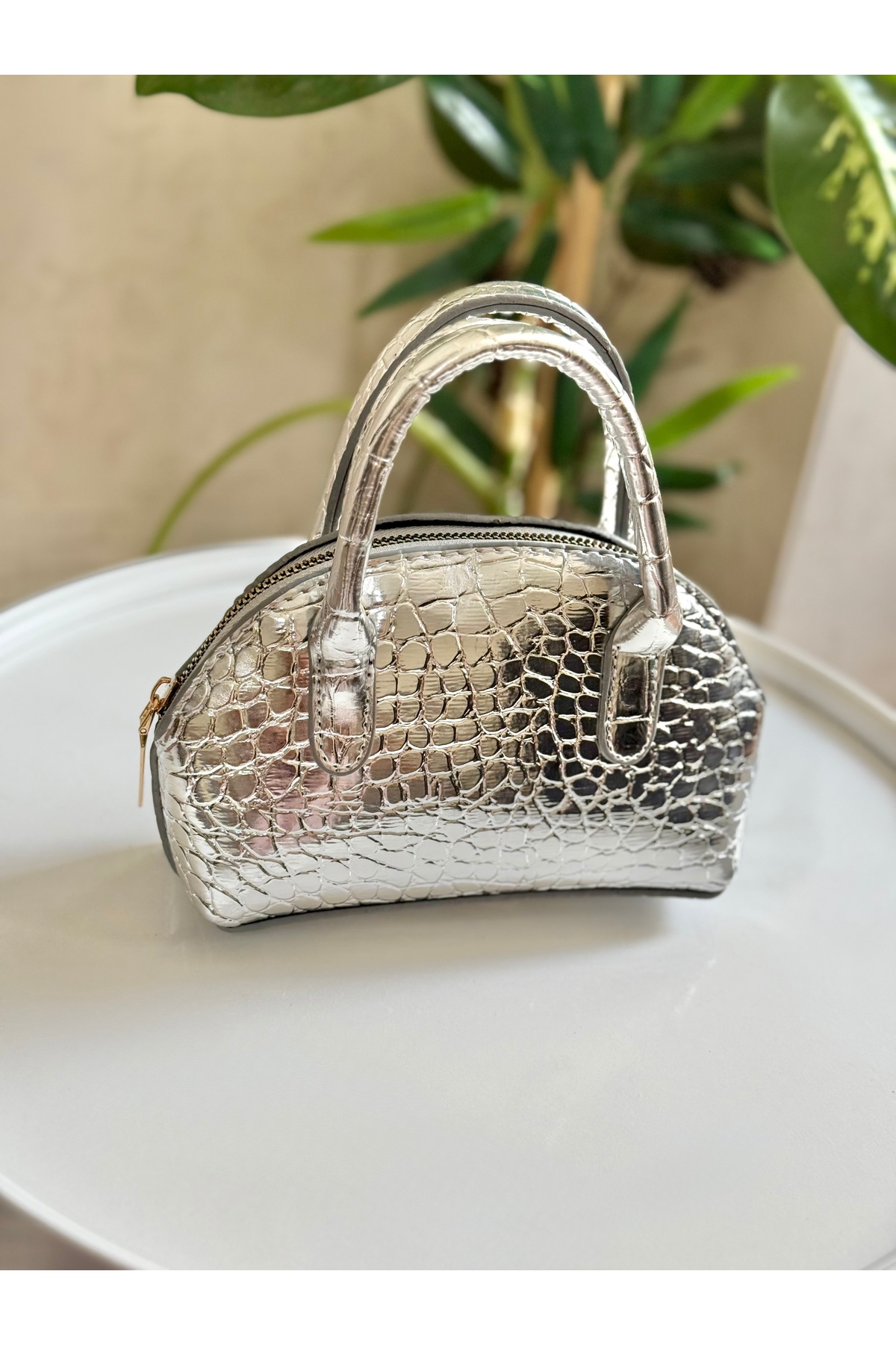 Bagnest Kadın Parlak Mini Kroko Desen Uzun Askılı El, Omuz Çantası - Görsel 2