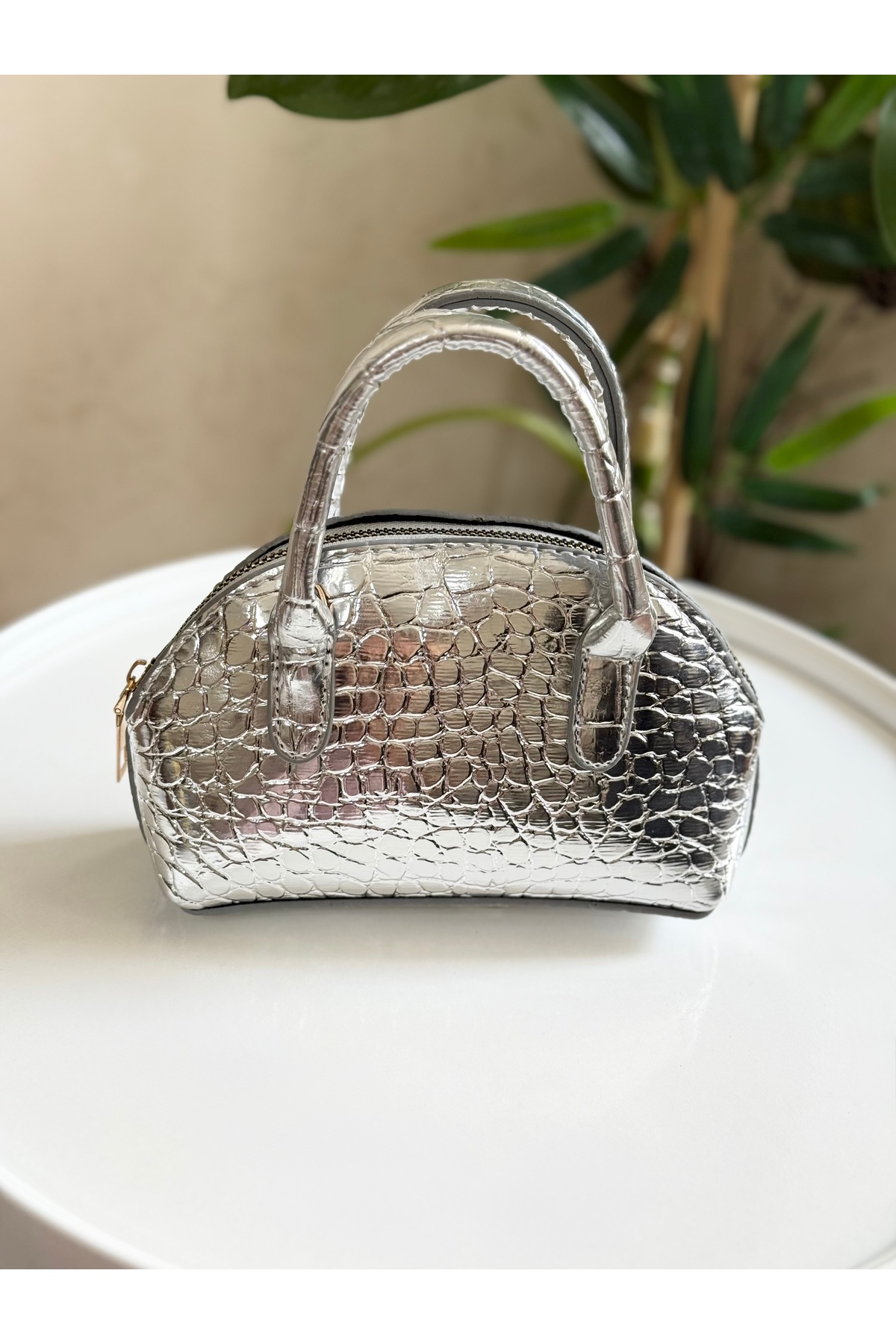 Bagnest Kadın Parlak Mini Kroko Desen Uzun Askılı El, Omuz Çantası - Görsel 3