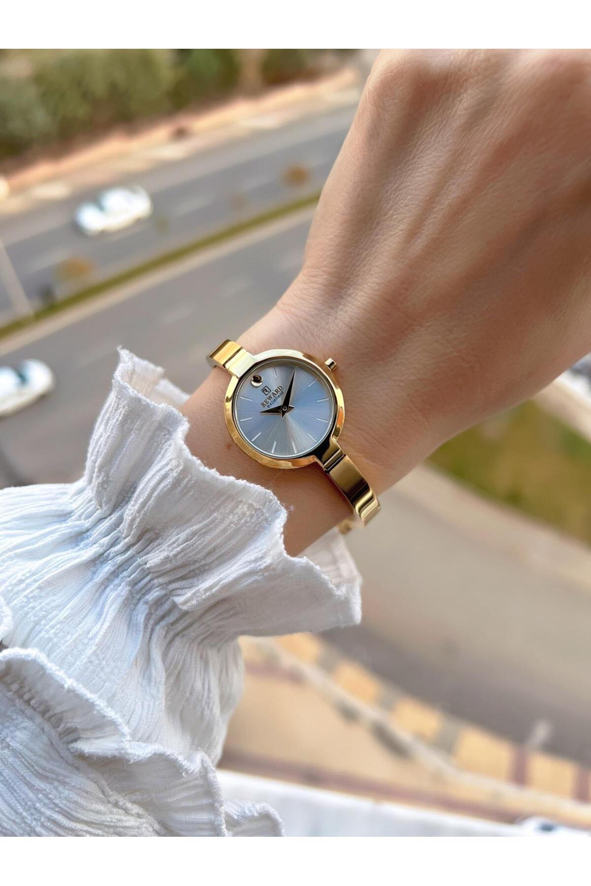 Reward Vintage Seri Küçük Kasa 2 Yıl Garantili 3 Atm Kadın Kol Saati+Bileklik RWF.147035.1 - Görsel 3