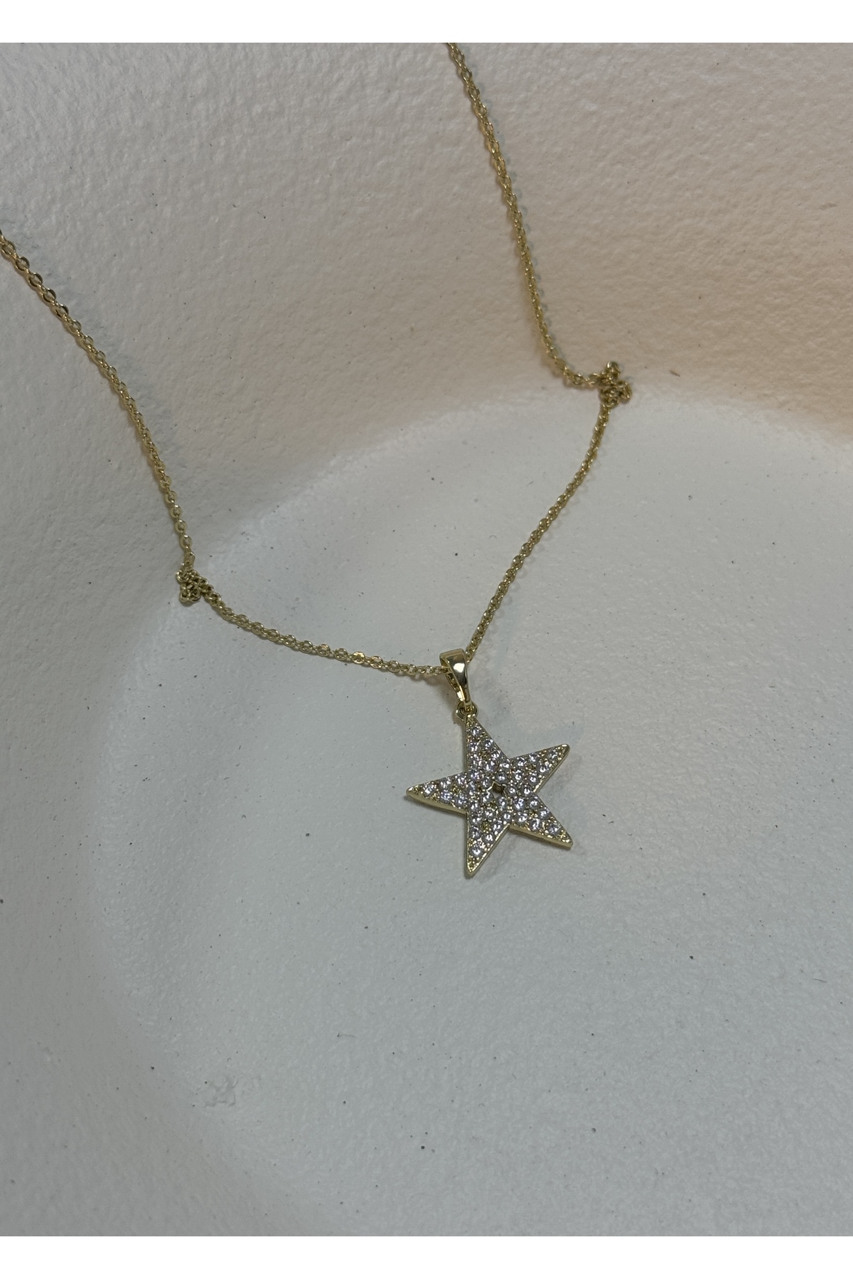 KİLİGİSTANBUL XP YILDIZ KOLYE (14K ALTIN GÖRÜNÜMLÜ,KARARMALARA KARŞI DAYANIKLI) 42 cm - Görsel 3