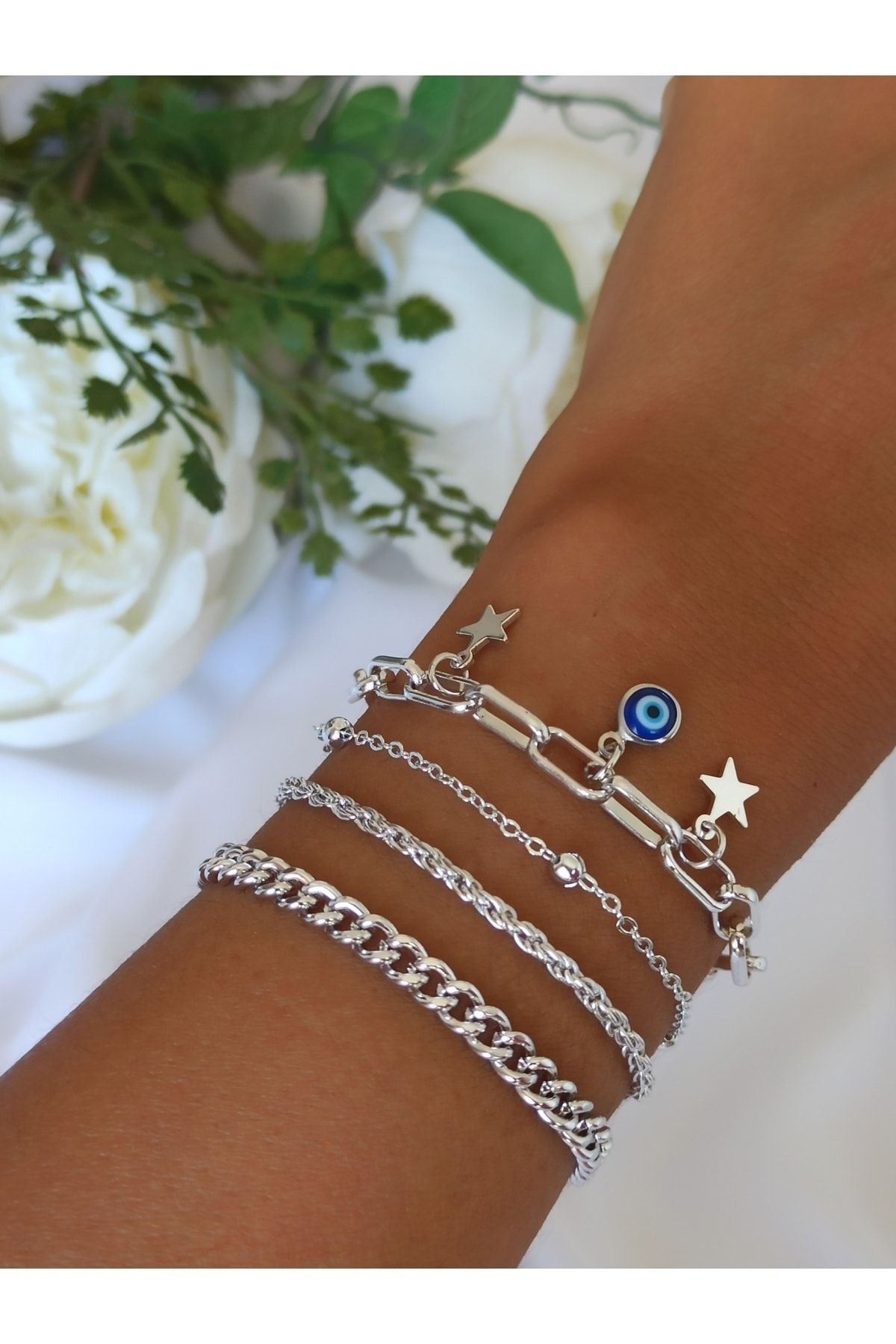 DENİZDENAL Silver Star Bileklik 4lü Set