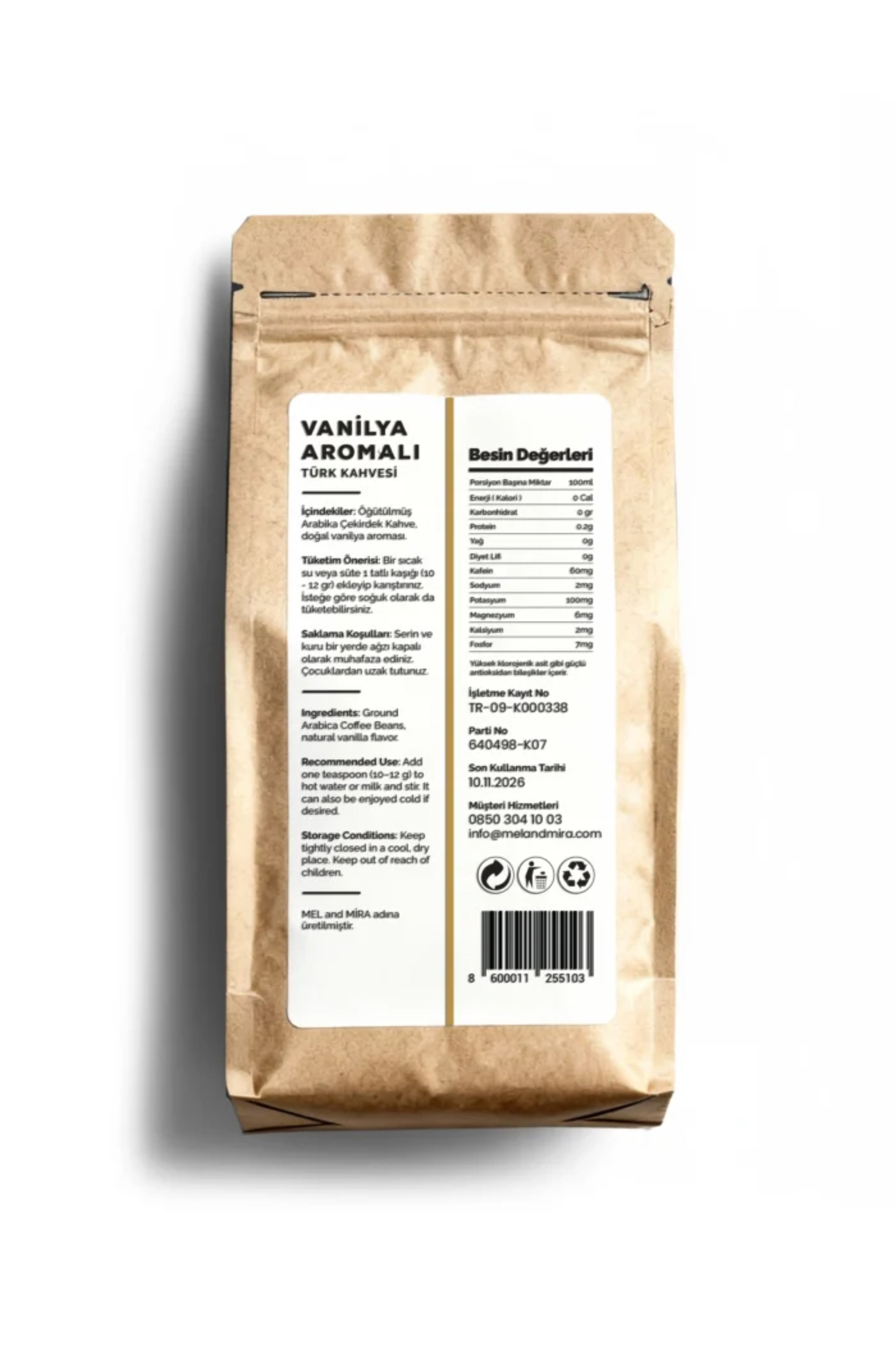 Mel and Mira Vanilla Turkish Coffee 200g, Vanilya Aromalı Türk Kahvesi - Görsel 2