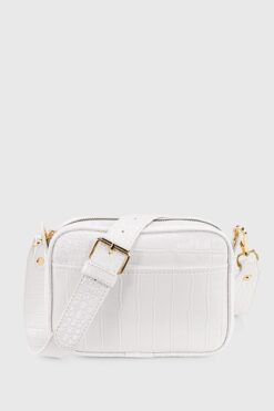 Housebags Kadın Beyaz Timsah Derisi Görünümlü Çapraz Çanta 219