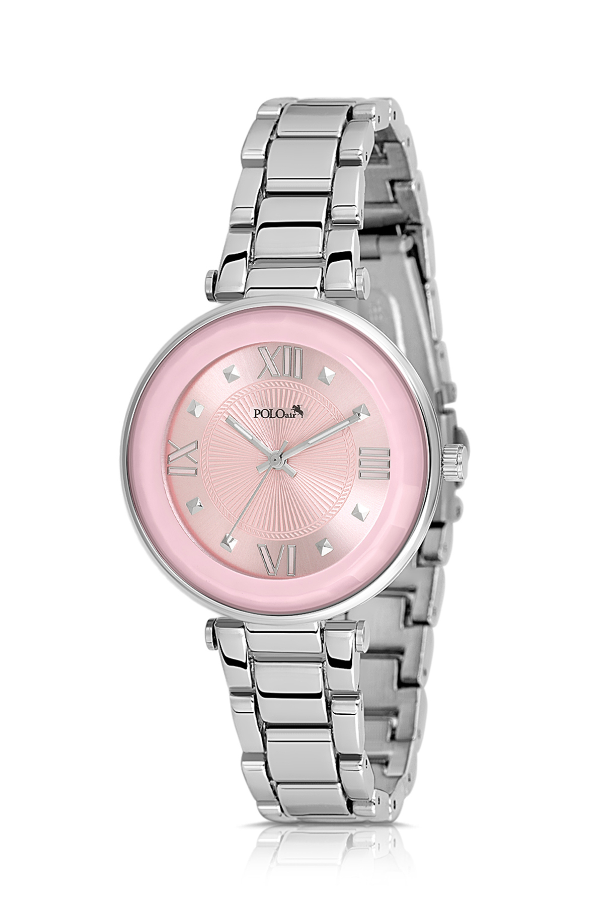 Polo Air Kristal Cam Kadın Kol Saati Gümüş Pembe Renk PL-1569B2x - Görsel 2