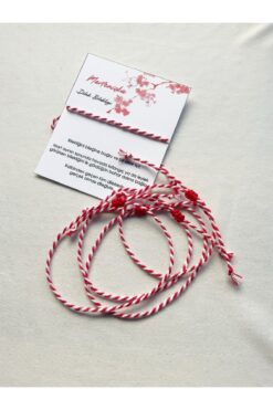 Atölye Merdiven 10 Adet Kartlı Marteniçka Mart Dilek Bilekliği Kırmızı Beyaz