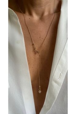 Rossetto Atelier Çelik Asansörlü Mini Kalp Detaylı Y Kolye