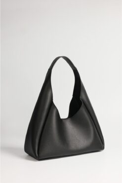 DENSİLA Kadın Siyah Suni Deri Fermuarlı Iç Bölmeli El Ve Omuz Çantası