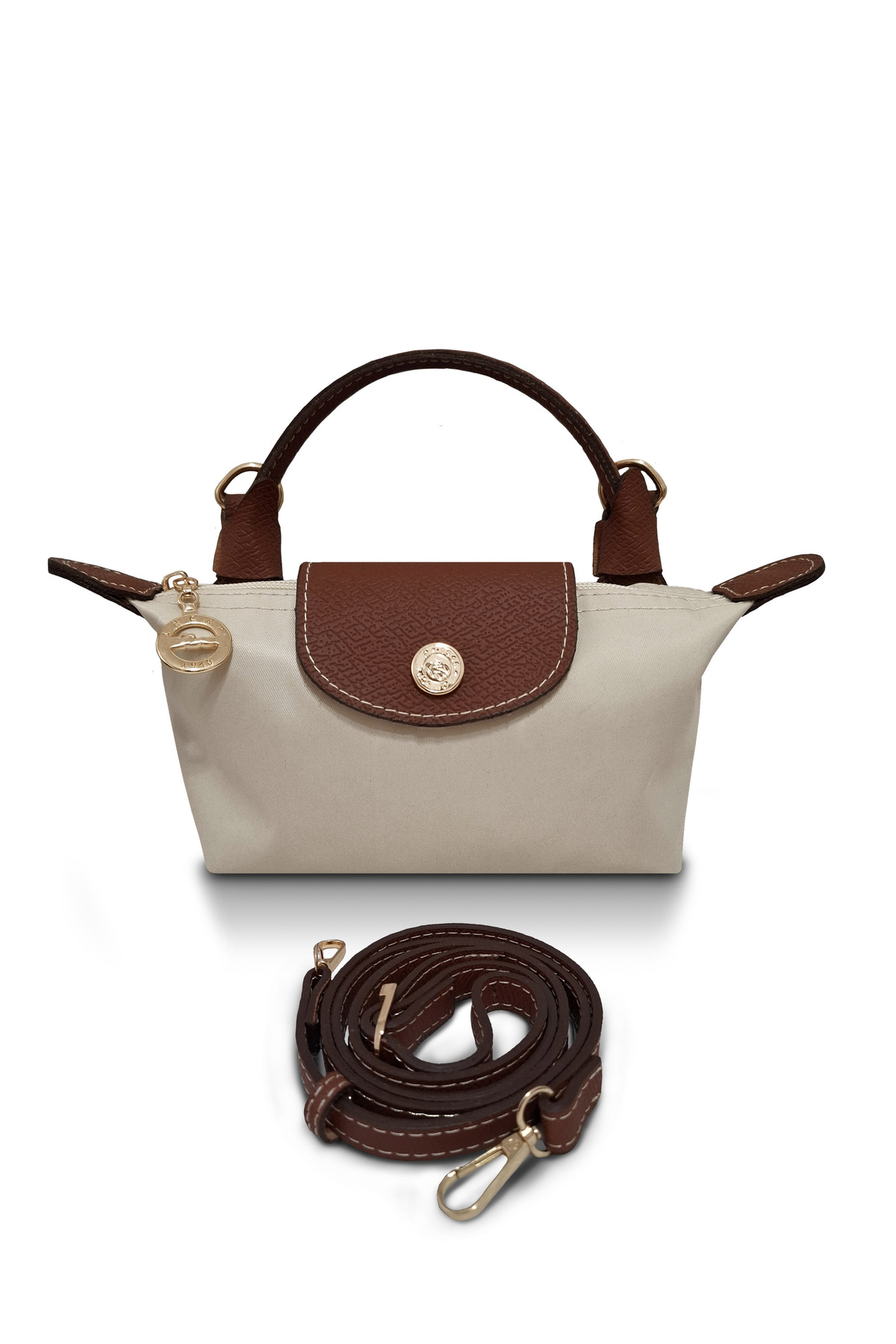 BRAGİ Küçük Boy Kadın El ve Omuz Çantası Krem, Taba Üst Kalite - Görsel 2