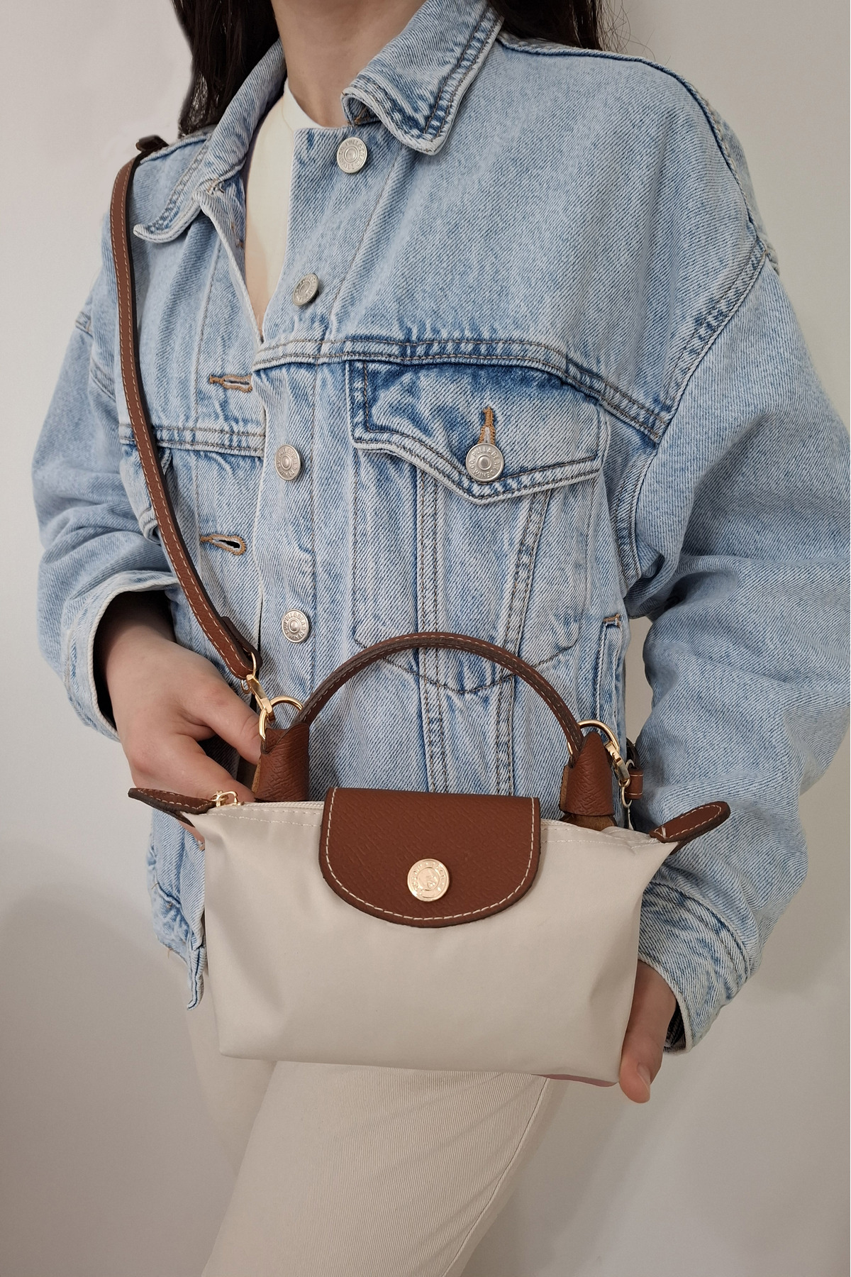 BRAGİ Küçük Boy Kadın El ve Omuz Çantası Krem, Taba Üst Kalite - Görsel 3