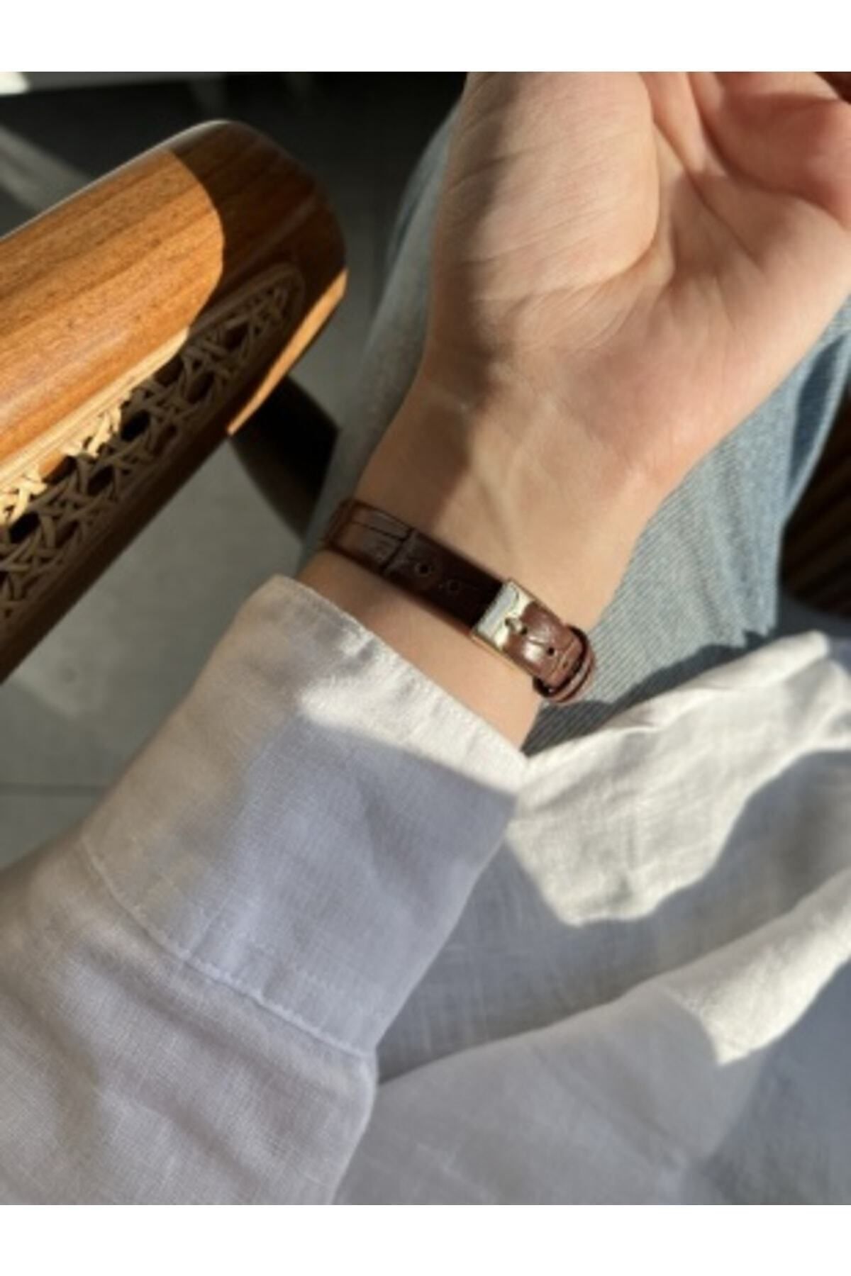 QUARTZ Özel Seri Oval Model Koyu Kahve Renk Kordon Minimal Vintage Kadın Kol Saati - Görsel 2