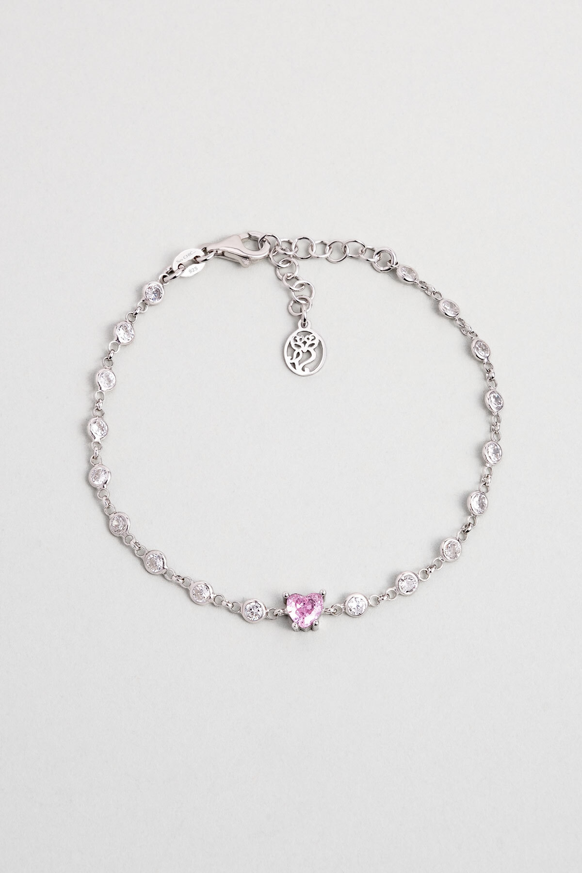 So CHIC... Aşk Yolu 18 Ayar Beyaz Altın Kaplama 19 Cm Gümüş Bileklik