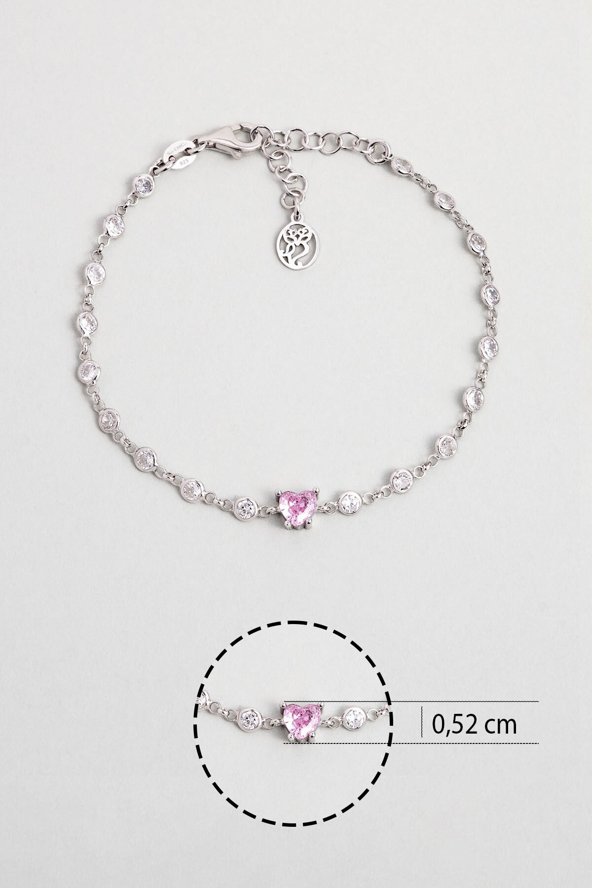 So CHIC... Aşk Yolu 18 Ayar Beyaz Altın Kaplama 19 Cm Gümüş Bileklik - Görsel 3