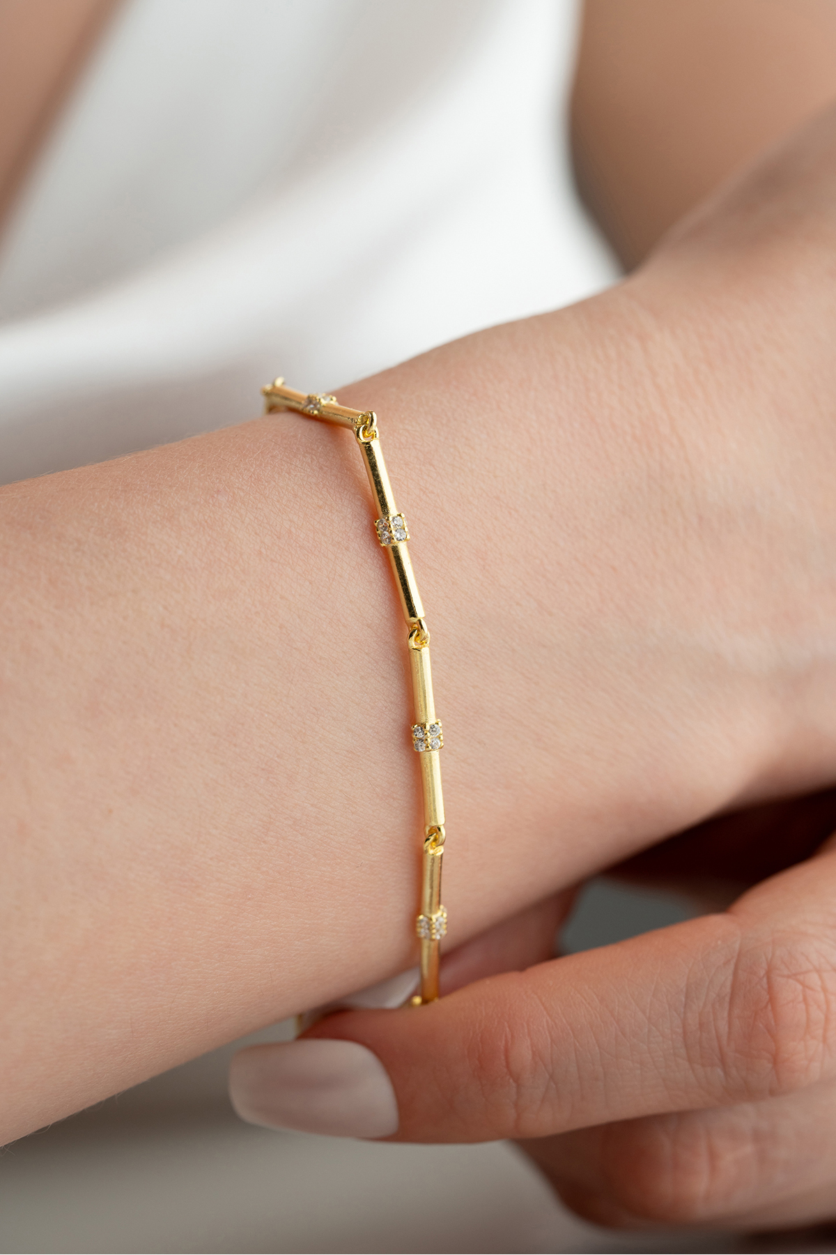 Silvano Jewelry 925 Ayar Gümüş Gold Trend Bileklik - Görsel 2