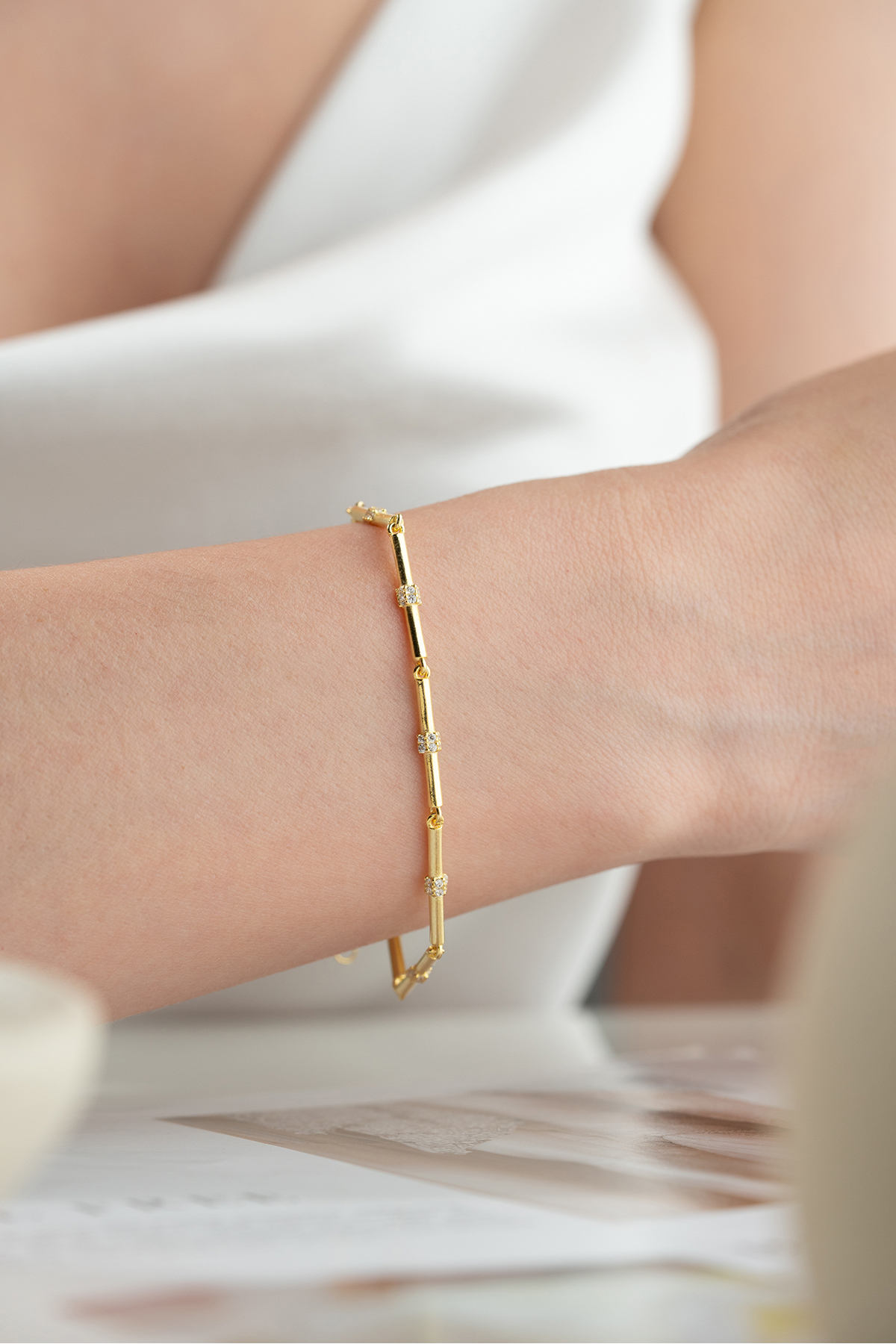 Silvano Jewelry 925 Ayar Gümüş Gold Trend Bileklik - Görsel 3