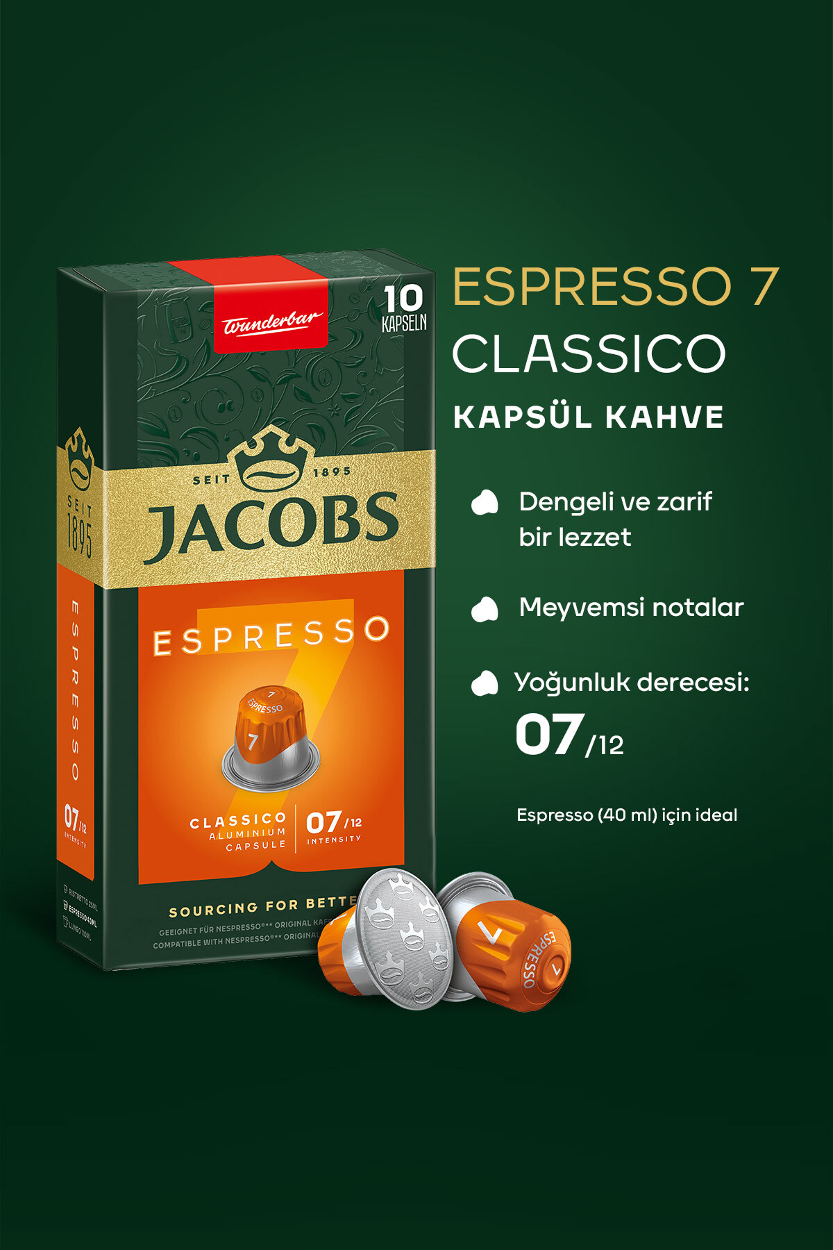 Jacobs Espresso 7 Classico Nespresso Uyumlu Alüminyum Kapsül Kahve 10 Adet X 5 Paket - Görsel 2