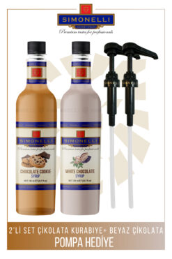 Simonelli Kahve ve Kokteyl Şurubu 2’li Çikolatalı Kurabiye Beyaz Çikolatalı 700 ml Pompa Hediye
