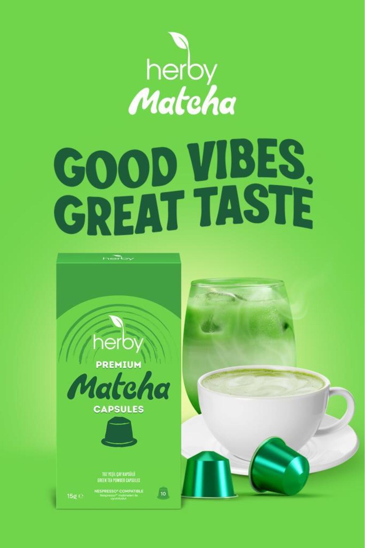 Herby Premium Matcha Kapsül - Nespresso Uyumlu, Sade, 10'lu Paket - Görsel 2