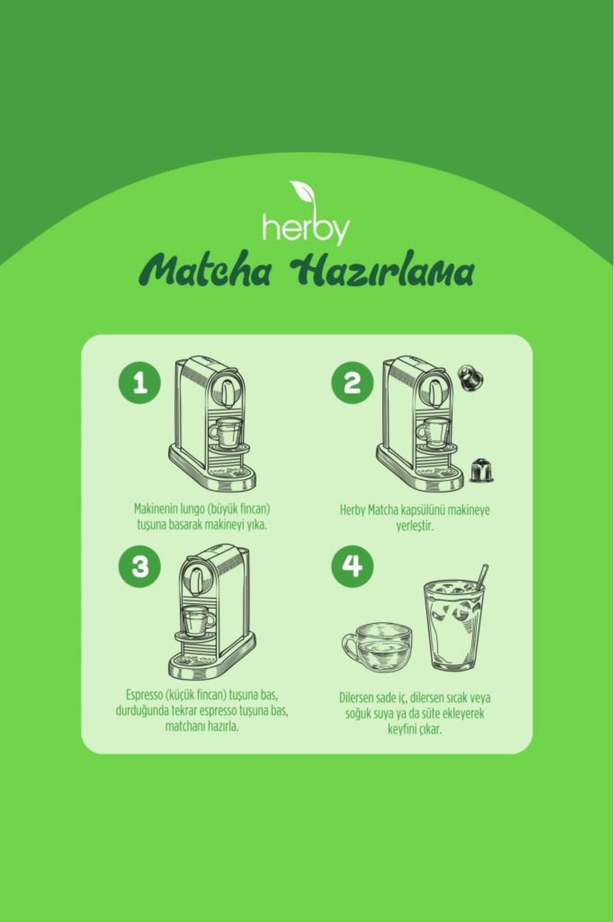 Herby Premium Matcha Kapsül - Nespresso Uyumlu, Sade, 10'lu Paket - Görsel 3