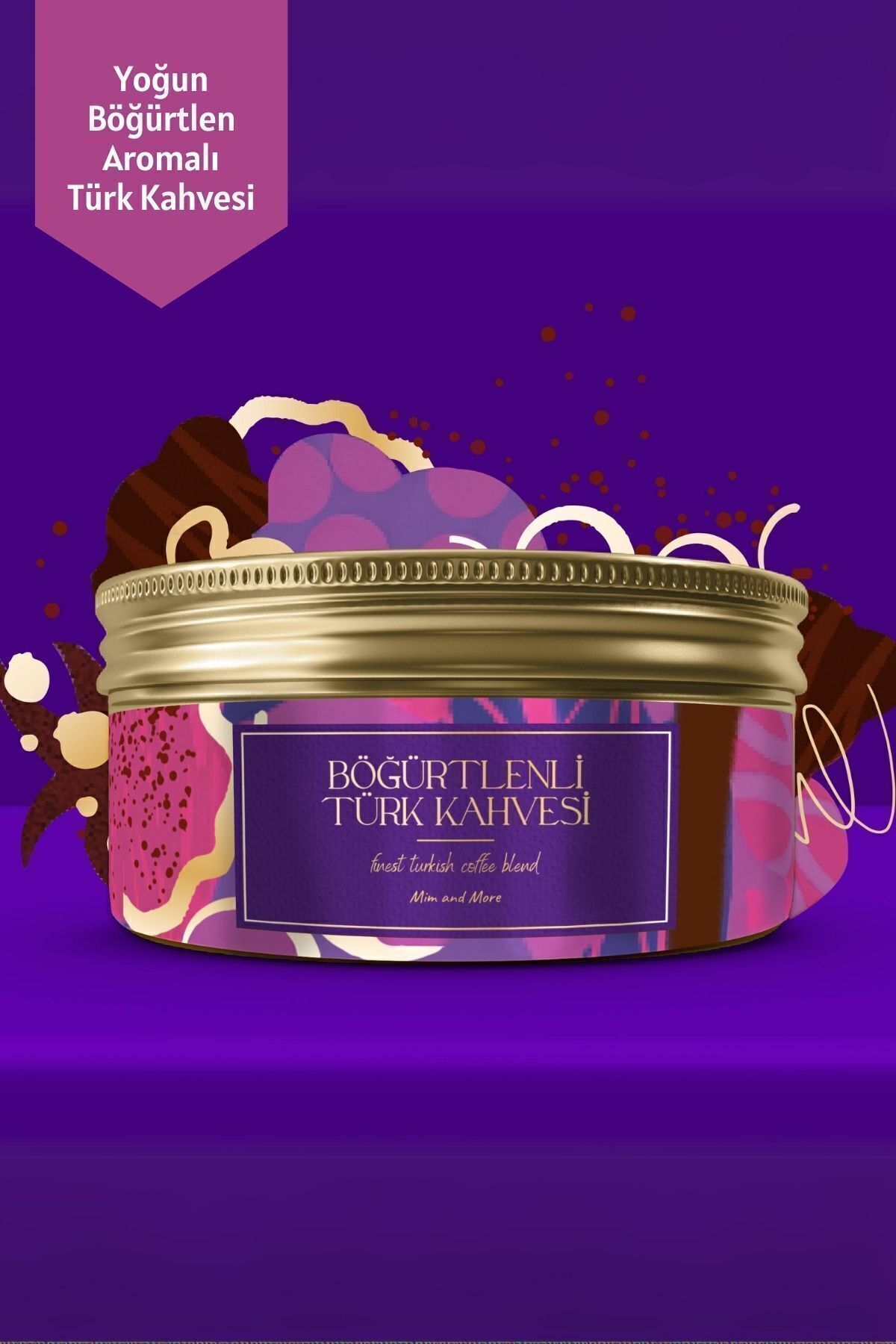 Mim and More Blackberry Turkish Coffee, Böğürtlen Aromalı Türk Kahvesi, 150 gr