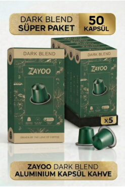 Zayoo Nespresso Uyumlu Alüminyum Kapsül Kahve - 5 Adet Dark/Lungo Blend 7 - 50 Kapsül