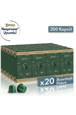 Zayoo Nespresso Uyumlu Alüminyum Kapsül Kahve - 20 Adet Dark/Lungo Blend 7 - 200 Kapsül
