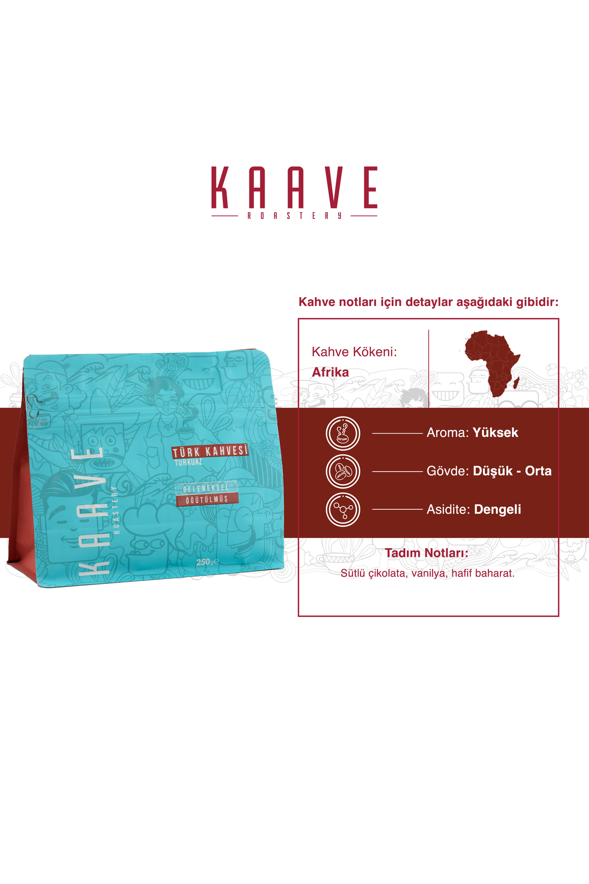 Kaave Roastery Türk Kahvesi Turkuaz 250 Gr + Türk Kahvesi İstanbul 250 Gr 2′li Tanışma Paketi - Görsel 2
