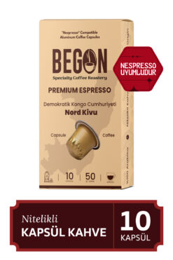 BEGON Nord Kivu Nespresso Uyumlu Alüminyum Kapsül Kahve Premium Espresso - 10 Adet