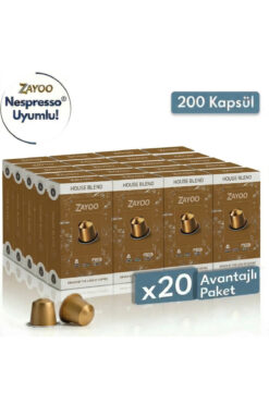 Zayoo Nespresso Original Uyumlu Alüminyum Kapsül - 20’li Paket - House Blend 6 - 200 Kapsül