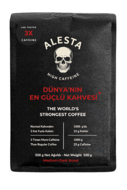 Alesta Coffee Yüksek Kafeinli Öğütülmüş Filtre Kahve 500 g | 3 Kat Kafein – High Caffeine (French Press & Makine)