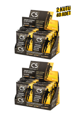 Coffee C5 Yüksek Kafeinli Pratik Filtre Kahve | Filtresi İçinde | 20'li 2 Kutu | Coffee C5