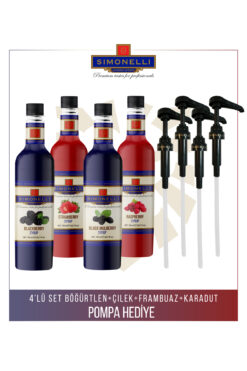 Simonelli 4’lü Kokteyl Şurubu Seti 700 ml Çilek Böğürtlen Frambuaz Karadut Aromalı