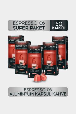 C.M Coffee More 6 Espresso Kapsül Kahve 10 x 5 Paket ( 50 Adet ) Nespresso Uyumlu