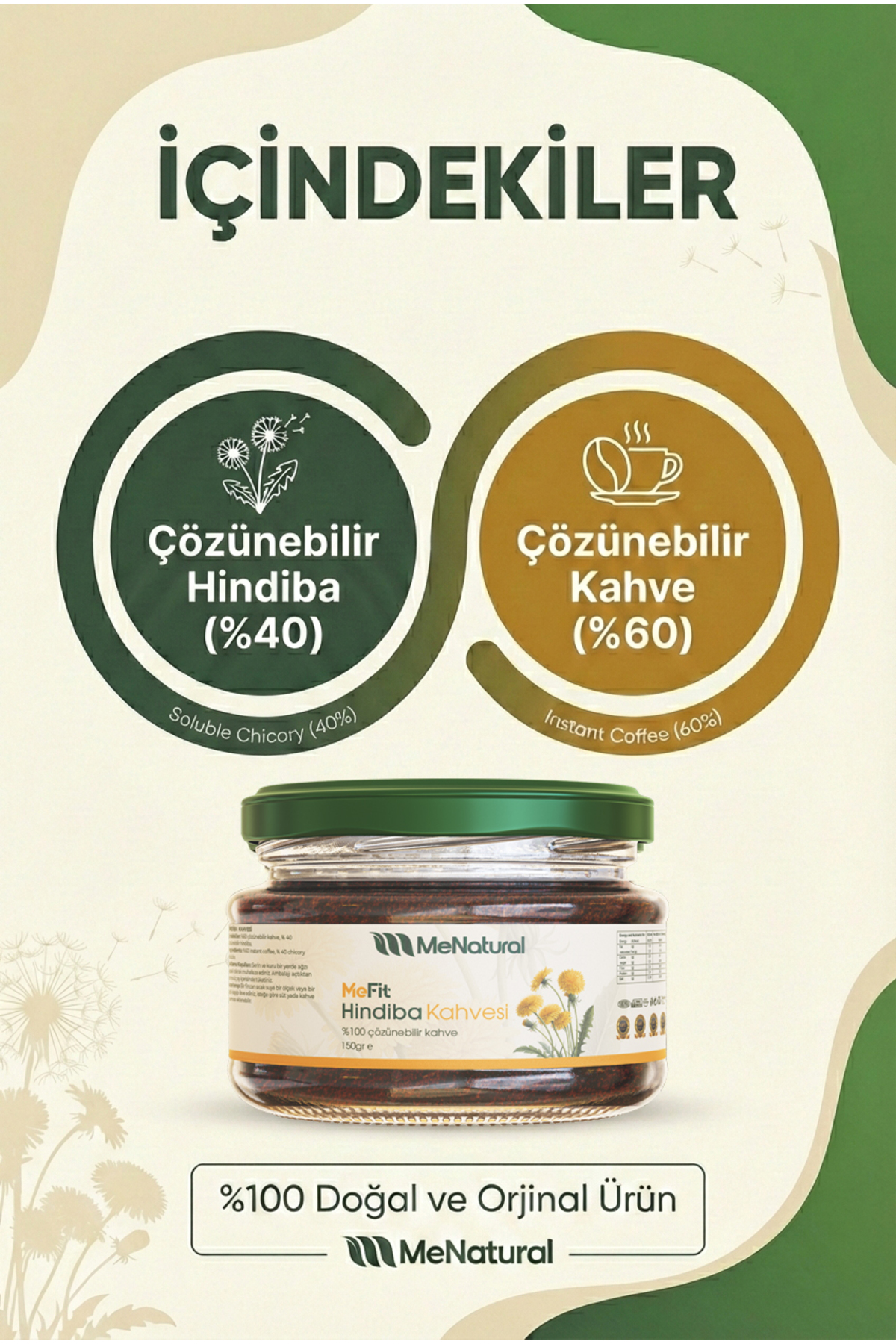MeNatural MeFit Hindiba Kahvesi 150gr - 30 Günlük - 60 Ölçek - Detox Kahve - Görsel 2