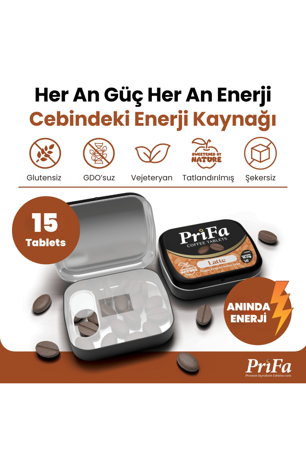 prifa Latte Kahve Tableti – Her Zaman, Her Yerde Su Gerektirmeyen Taşınabilir Kahve Deneyimi - Görsel 2