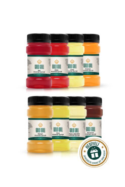 gold gull Kavun,Nar,Lime,Çilek,Ananas,Muz Beyaz Çikolata,Karamel Aromalı Kahve-Meyve Şurupları 8 x 80 Ml.